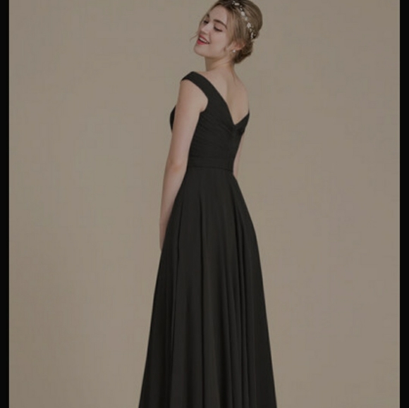 A-Line/Princess Off-the-Shoulder Floor-Length Chif - Picture 3 of 13